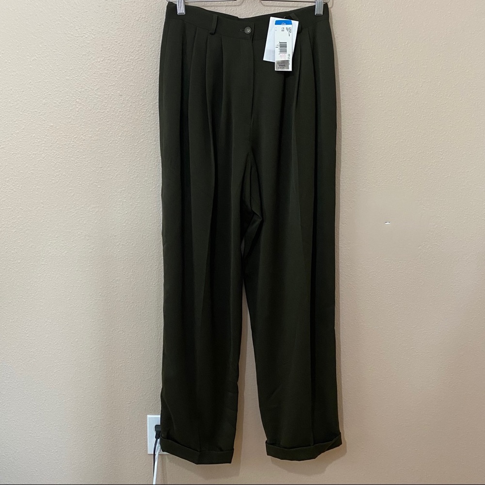 NWT Jones NY Vintage Olive Green Pleated Pnts Sz10